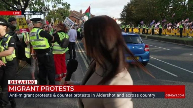 GB News reporter Sophie Reaper fumes ‘it’s a disgrace’ as she issues statement  after ‘assault’ by pro-migrant protestors